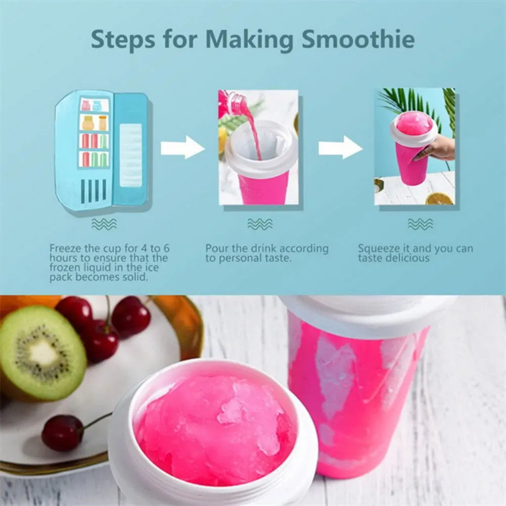 ML Quick-Frozen Slushy Maker Cup with Lid Slushy Cup for Homemade Smoothies Juice Ice Cream Summer Squeeze Cup Kitchen Tool